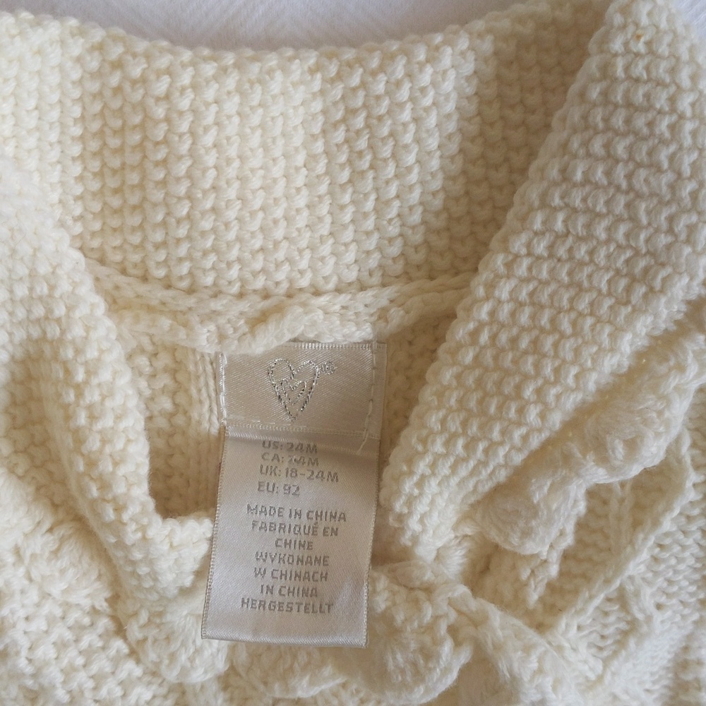 NEW shawl collar cable knit pastel fair isle sweater dress 24 months baby girl - Picture 2 of 8